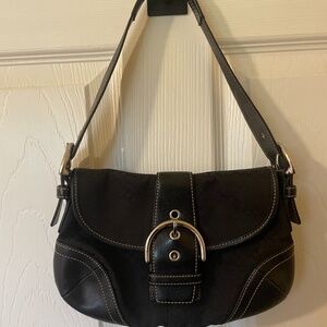 Coach canvas and leather boho buckle bag